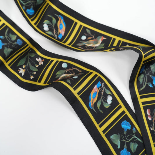 Birds and Flowers Skinny Scarf