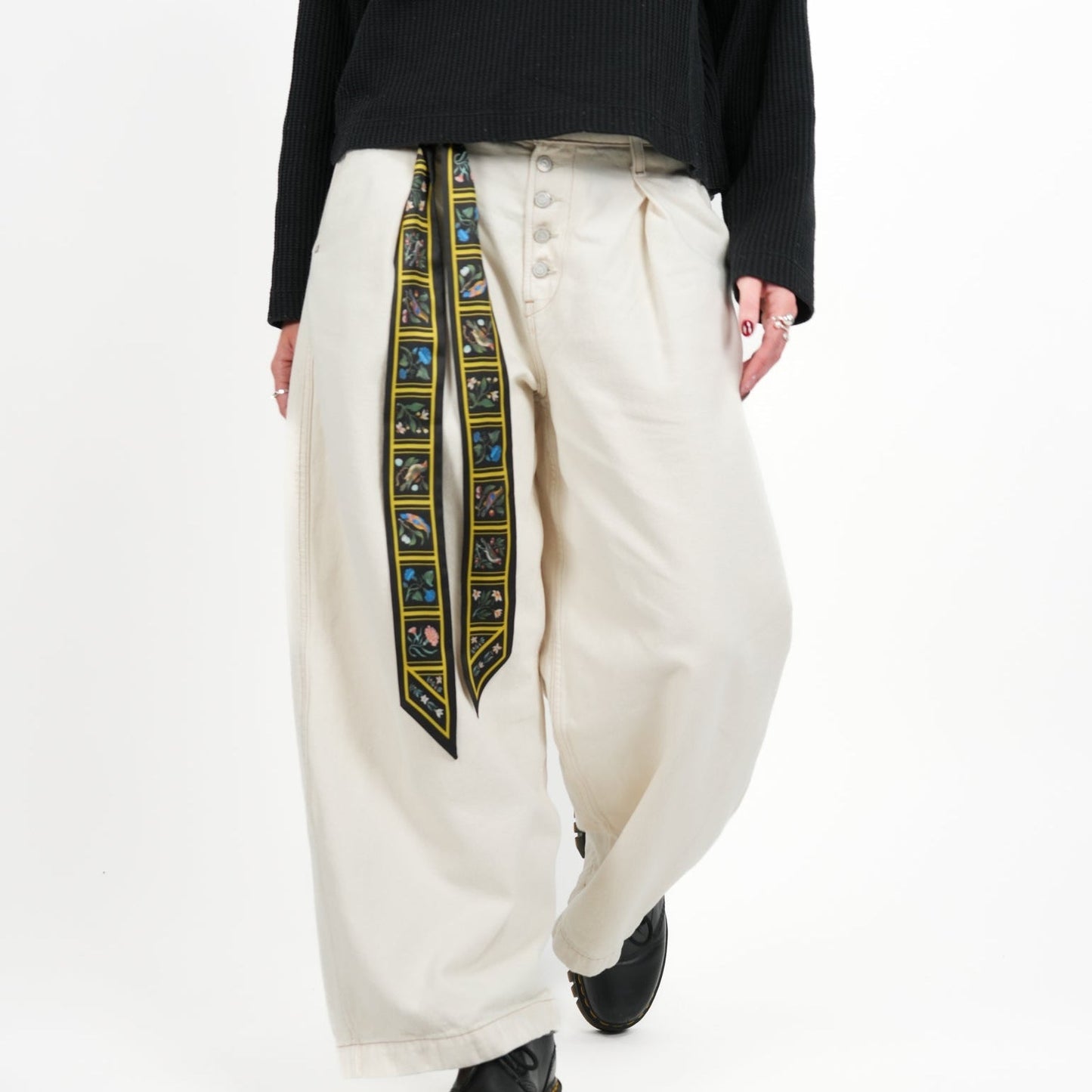 Birds and Flowers Skinny Scarf