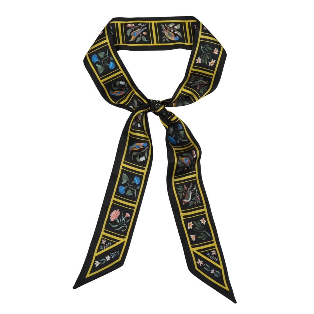 Birds and Flowers Skinny Scarf